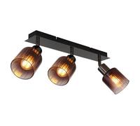 Luminosa Lighting Luminosa Satella Ceiling Spotlight Bar Gunmetal Copper Glass Shade 3X E14