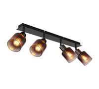 Luminosa Lighting Luminosa Satella Ceiling Spotlight Bar Gunmetal Copper Glass Shade 4X E14