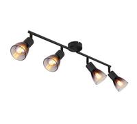 Luminosa Lighting Luminosa Satella Ceiling Spotlight Bar Matt Black Smoke Glass Shade 4X E14