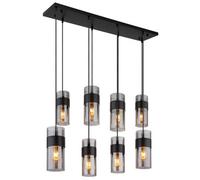 Luminosa Lighting Luminosa Scarfina Cluster Pendant Ceiling Light Matt Black Smoke Glass Shade 8X E27