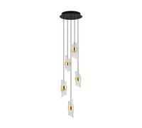 Luminosa Lighting Luminosa Seneca Cluster Pendant Ceiling Light Platinum Gold, Sandy Black Led 41W 2888Lm 3000K