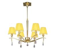 Luminosa Lighting Luminosa Siena Ceiling Pendant Round 6 Light E14, Polished Brass With Amber Cream Shades And Clear Crystal
