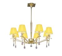 Luminosa Lighting Luminosa Siena Ceiling Pendant Round 8 Light E14, Polished Brass With Amber Cream Shades And Clear Crystal