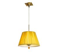 Luminosa Lighting Luminosa Siena Pendant Round 1 Light E27, Antique Brass With Amber Cream Shade And Amber Crystal