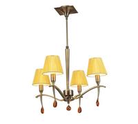 Luminosa Lighting Luminosa Siena Pendant Round 4 Light E14, Antique Brass With Amber Cream Shades And Amber Crystal