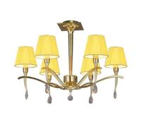Luminosa Lighting Luminosa Siena Semi Flush Ceiling Round 6 Light E14, Polished Brass With Amber Cream Shades And Clear Crystal