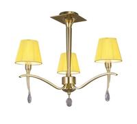 Luminosa Lighting Luminosa Siena Semi Flush Round 3 Light E14, Polished Brass With Amber Cream Shades And Clear Crystal