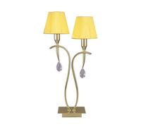 Luminosa Lighting Luminosa Siena Table Lamp 2 Light E14, Polished Brass With Amber Cream Shades And Clear Crystal