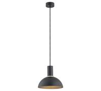 Luminosa Lighting Luminosa Sines 22Cm Dome Pendant Ceiling Light Black Structure, Brass Elements