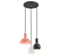 Luminosa Lighting Luminosa Sines Cluster Pendant Ceiling 3 Light Mix (White, Black, Coral) Structure, Brass Elements