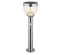 Globo Stainless Steel Solar Ip44 Outdoor Small Bollard Spike Light With Sensor, Silver
