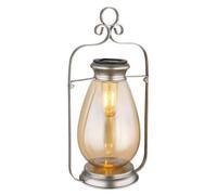Luminosa Lighting Luminosa Solarleuchte Outdoor Portable Lamp Silver Colored Antique Ip44 Amber Glass Shade Led 3000K