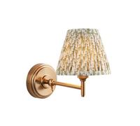 Luminosa Lighting Luminosa Step Fold Brushed Aged Brass Plate Wall Light With Herb Garden Green Fabric Leaf Shade 16Cm B22