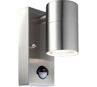 Luminosa Lighting Luminosa Style Pir Outdoor Wall Down Lamp Stainless Steel Ip44 Clear Glass Shade 1X Gu10 3000K Dawn Dusk Sensor