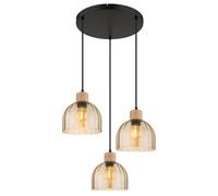 Luminosa Lighting Luminosa Swanson Cluster Pendant Ceiling Light Matt Black, Glass Amber Shades, 3X E27
