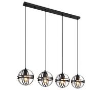 Luminosa Lighting Luminosa Tamara Ii Bar Pendant Ceiling Light Matt Black 4X E27