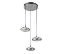 Luminosa Lighting Luminosa Tenele Cluster Pendant Ceiling Light Silver With Smoked Glass Shades 3000K Warm, 3 Step Dimmable 3Xled