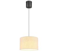 Globo Thea LED pendant light, cream/matt black, linen, Ø 35 cm