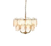 Luminosa Lighting Luminosa Thistle Pendant Ceiling Light Brushed Aged Brass Plate & Handmade Champagne Glass 3 X 7W Led E14