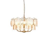 Luminosa Lighting Luminosa Thistle Pendant Ceiling Light Brushed Aged Brass Plate & Handmade Champagne Glass 5 X 7W Led E14