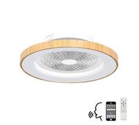 Luminosa Lighting Luminosa Tibet Led Dimmable Ceiling Light & 35W Dc Fan Remote, App, Alexa & Google Voice Control, Wood Effect/white