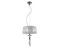 Luminosa Lighting Luminosa Tiffany Ceiling Pendant 3+1 Light E27+G9, Polished Chrome With White Shade & Clear Crystal