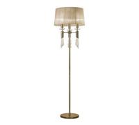 Luminosa Lighting Luminosa Tiffany Floor Lamp 3+3 Light E27+G9, Antique Brass With Soft Bronze Shade & Clear Crystal