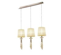 Luminosa Lighting Luminosa Tiffany Linear Pendant 3+3 Light E27+G9 Line, French Gold With Cream Shades & Clear Crystal