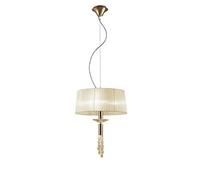 Luminosa Lighting Luminosa Tiffany Pendant 3+1 Light E27+G9, French Gold With Cream Shade & Clear Crystal