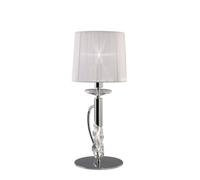 Luminosa Lighting Luminosa Tiffany Table Lamp 1+1 Light E14+G9, Polished Chrome With White Shade & Clear Crystal