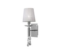 Luminosa Lighting Luminosa Tiffany Wall Lamp 1+1 Light E14 With White Shade Polished Chrome/crystal