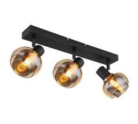 Luminosa Lighting Luminosa Tokki Ceiling Spotlight Bar Matt Black Amber Glass Shade 3X E14