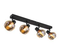 Luminosa Lighting Luminosa Tokki Ceiling Spotlight Bar Matt Black Amber Glass Shade 4X E14