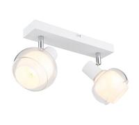 Luminosa Lighting Luminosa Tokki Twin Ceiling Spotlight White Matt Clear Glass Shade 2X E14