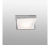 Luminosa Lighting Luminosa Tola 1 Light Small Square Bathroom Flush Ceiling Light Aluminium, White Ip44, E27