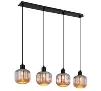Luminosa Lighting Luminosa Tom Bar Pendant Ceiling Light Matt Black Smoke Glass Shade 4X E14