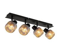 Luminosa Lighting Luminosa Tom Ceiling Spotlight Bar Matt Black Smoke Glass Shade 4X E14