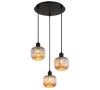 Luminosa Lighting Luminosa Tom Cluster Pendant Ceiling Light Matt Black Smoke Glass Shade 3X E14