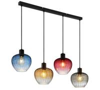 Luminosa Lighting Luminosa Toy Bar Pendant Ceiling Light Matt Black Multicolour Glass Shade 4X E27