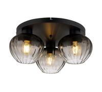 Luminosa Lighting Luminosa Toy Globe Ceiling Light Matt Black Smoke Glass Shade 3X E27