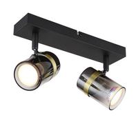 Luminosa Lighting Luminosa Trabby Twin Ceiling Spotlight Matt Black Smoke Glass Shade 2X Gu10