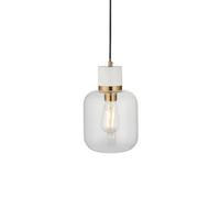 Luminosa Lighting Luminosa Travi Slim Pendant Ceiling Light White Volakas Marble, Vintage Brass & Clear Glass E27