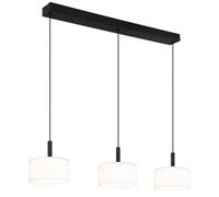 Luminosa Lighting Luminosa Trenton Bar Pendant Ceiling Light Matt Black Opal Alabaster Optic Glass Shade 3X Led 2700-4000K