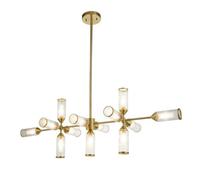 Merano Trieste Clear Frosted Glass Satin Brass Plate Bar Pendant Ceiling Light - Size: 42.6 x 0.1 x 103cm - Brown - Wilko