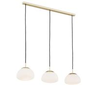 Luminosa Lighting Luminosa Trini Bar Pendant Ceiling 3 Light Opal Matt, Brass Steel