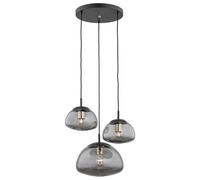 Luminosa Lighting Luminosa Trini Cluster Pendant Ceiling 3 Light Smoky, Black Matt,brass Elements