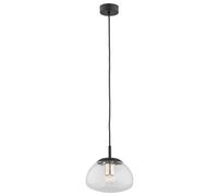 Luminosa Lighting Luminosa Trini Globe 20Cm Pendant Ceiling Light Transparent, Black Matt, Brass Elements