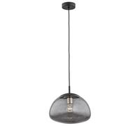 Luminosa Lighting Luminosa Trini Globe 30Cm Pendant Ceiling Light Smoky, Black Matt,brass Elements