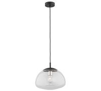 Luminosa Lighting Luminosa Trini Globe 30Cm Pendant Ceiling Light Transparent, Black Matt, Brass Elements