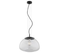 Luminosa Lighting Luminosa Trini Globe 40Cm Pendant Ceiling Light Transparent, Black Matt, Brass Elements